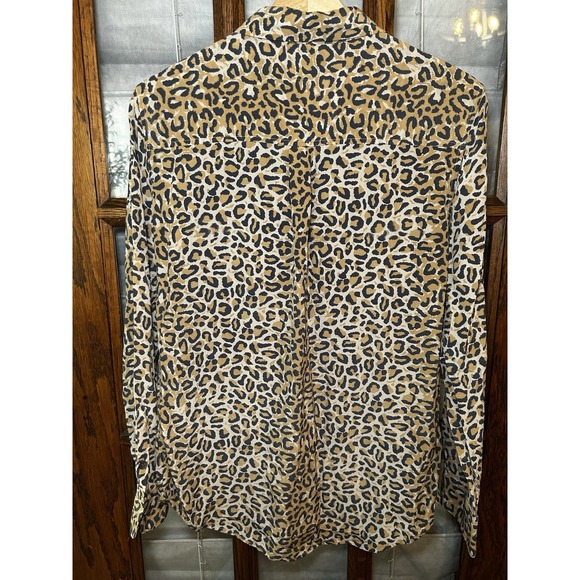 Equipment Femme Essential Long-Sleeve Leopard-Print Silk‎ Blouse Size M - Picture 5 of 10